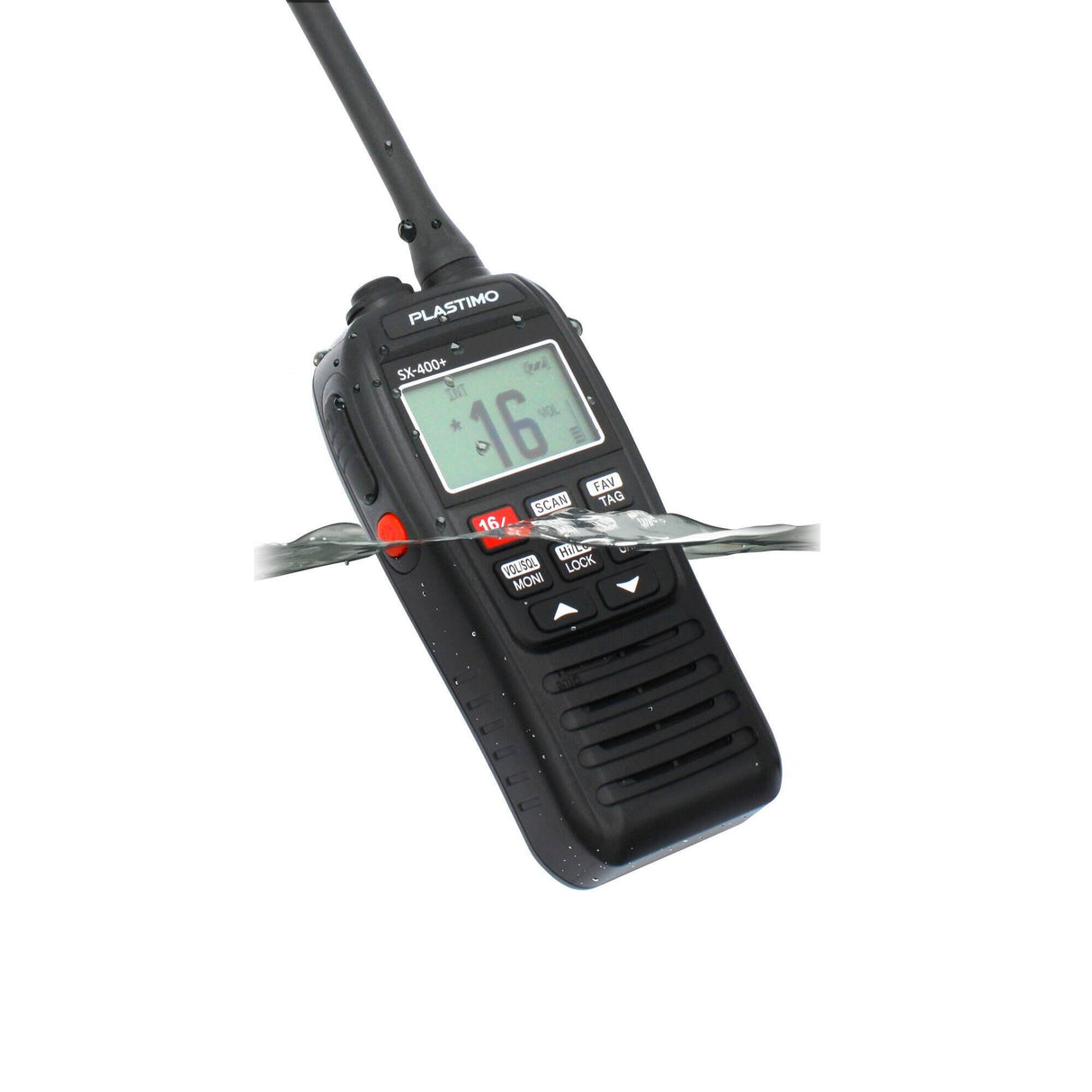 VHF portátil Plastimo SX-400 — uso en el agua, flotante
