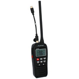 VHF portátil Plastimo SX-400 — detalle puerto de carga USB-C